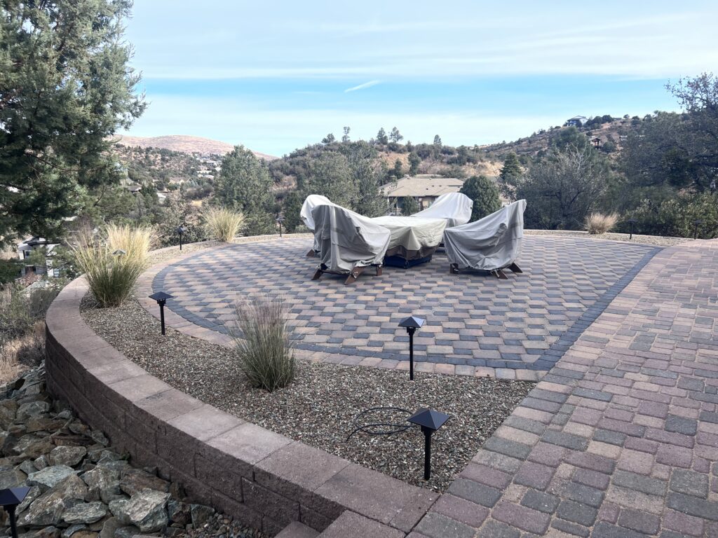 Backyard remodel in Central Arizona with custom outdoor living features and landscaping